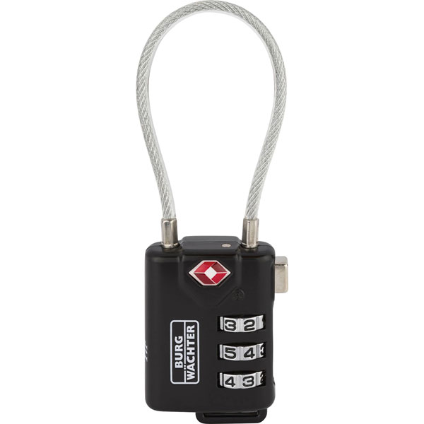 Burg Wächter 32891 TSA Padlock Black 32.80mm 3-Dial Flexible Trave...