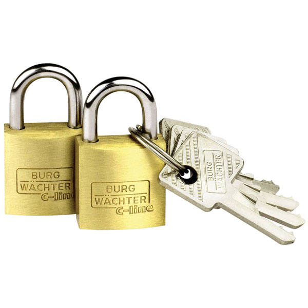 Burg Wächter 222 20 SB Padlock Set Brass Keyed-Alike 2-Pack