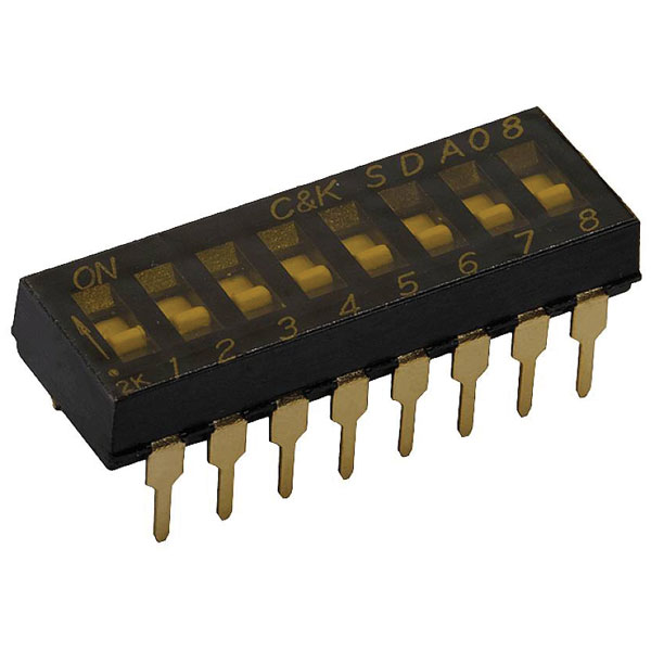 C & K Switches SDA02H0SB Slide Dip Switch SPST 2 Switches 0.1A 5VD...