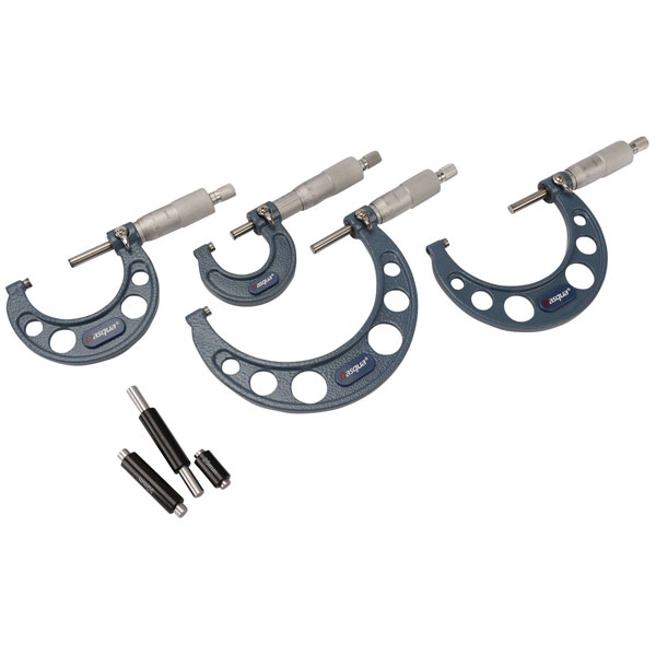 Dasqua 4111-8210 Micrometer Set 0-100mm Satin Chrome Durable Accurate