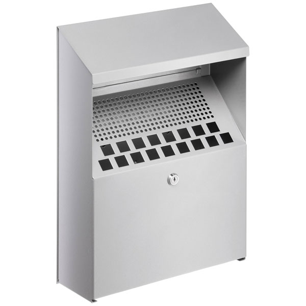 Durable 333423 Wall Ashtray Metal Epoxy Coated Lockable 4L 2 Keys