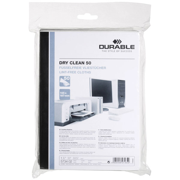 Durable 573402 Wet Wipes 50 Lint-Free Cloths for Office Equipment ...