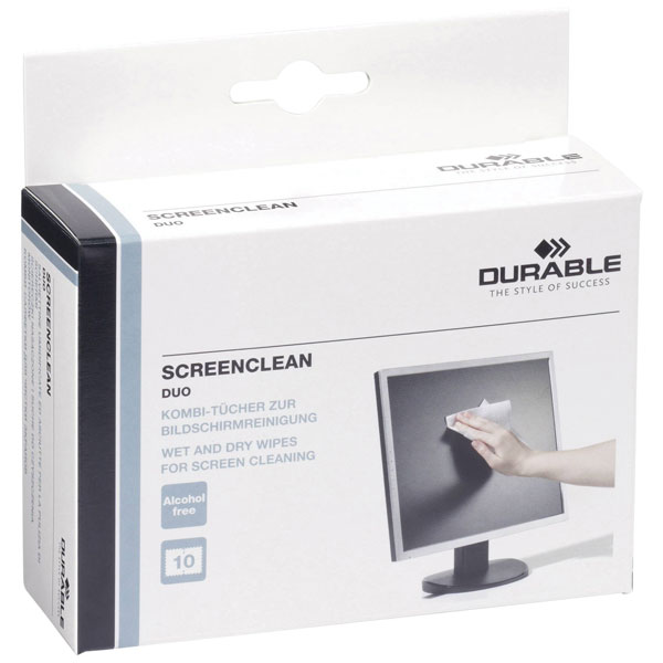 Durable 578702 SCREENCLEAN Wipes: 50Piece Lint-Free Streak-Free No...