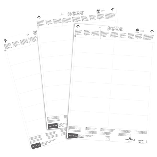 Durable 102802 Label Refill Sheets 210x74mm 60-Piece For Logic Bags