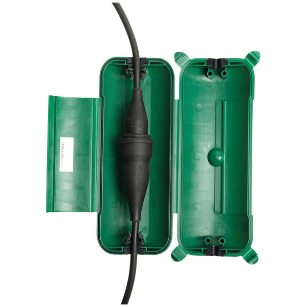 Heitronic 21045 Socket Cube Green Waterproof Protects Cables Up to...
