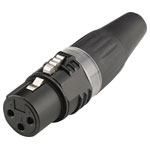 Hicon HI-X3CM-BLK XLR Connector Straight 3 Pins Black 1 Piece High Strain Relief