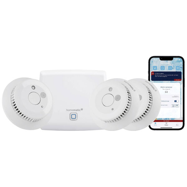 Homematic IP 150788A0A Smoke Detector Kit 3 Radio Units AES-128 Se...