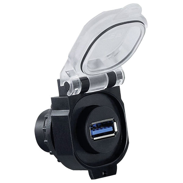 Lütze 490218 USB 3.0 Mounted Socket With Hinged Lid M22 Thread
