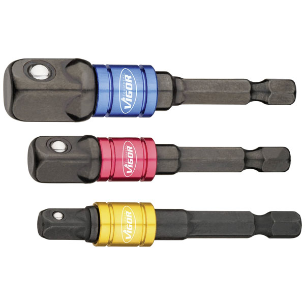 Vigor V7603/3 Bit Adapter Set 1/4" Drive for Easy Use
