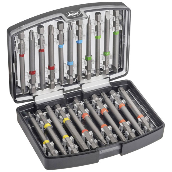 Vigor V6068 Bit Set Secure Storage Hex Solid 6.3mm (1/4 inch)