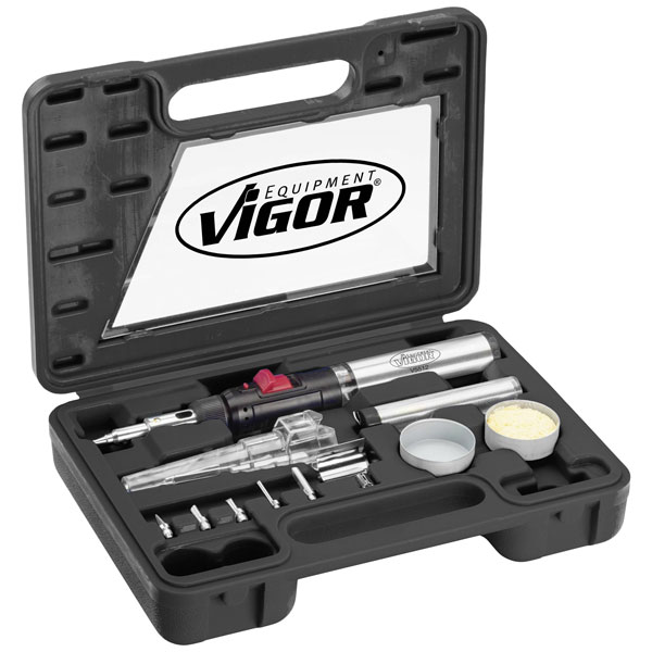 Vigor V5512 Gas Soldering Kit 1300°C 3-in-1 7 Adapters Piezo Ignition