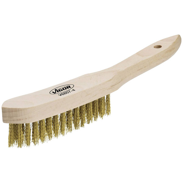 Vigor V6809-4 Wire Brush Beech Wood 4-Row Steel Bristles 0.30 mm