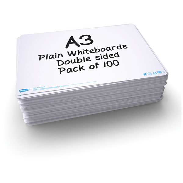 Show-me B/MCB Box of 100 x A4 Multi Boards, 3 designs,pens,erasers...