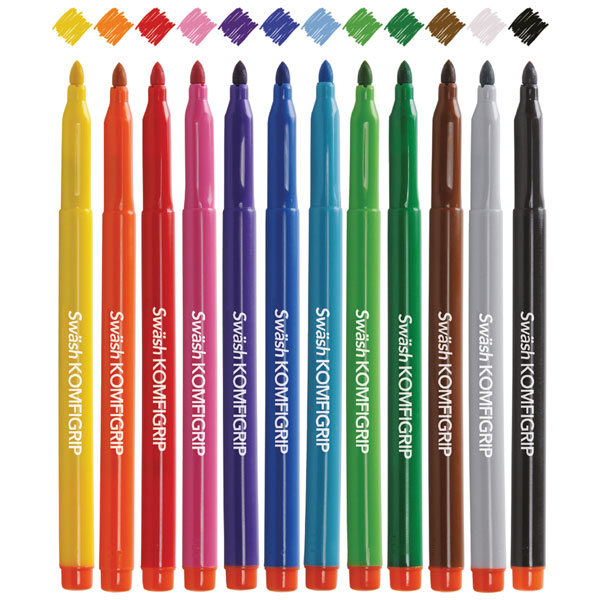Swash TC300BD Classtray of 300 KOMFIGRIP Colouring Pens Broad Tip ...