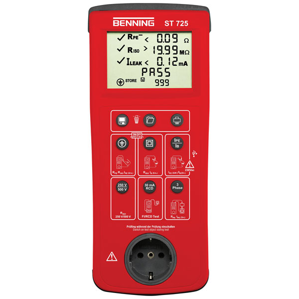 Benning 050316 ST 725 Equipment Tester DIN VDE 0701-0702 Battery/Mains