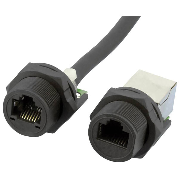 W & P Products W654-1-7-1 RJ45 Socket Cat5e IP67 Screw Locking Black
