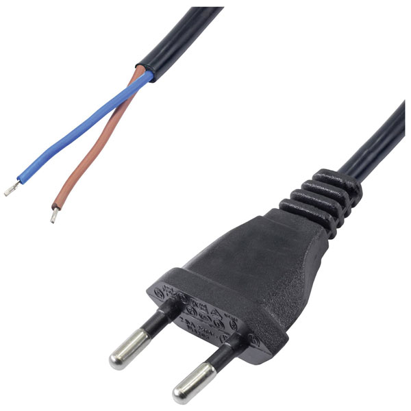Akyga AK-OT-06A Mains Cable Europlug to Open Ends Black 3.00 m