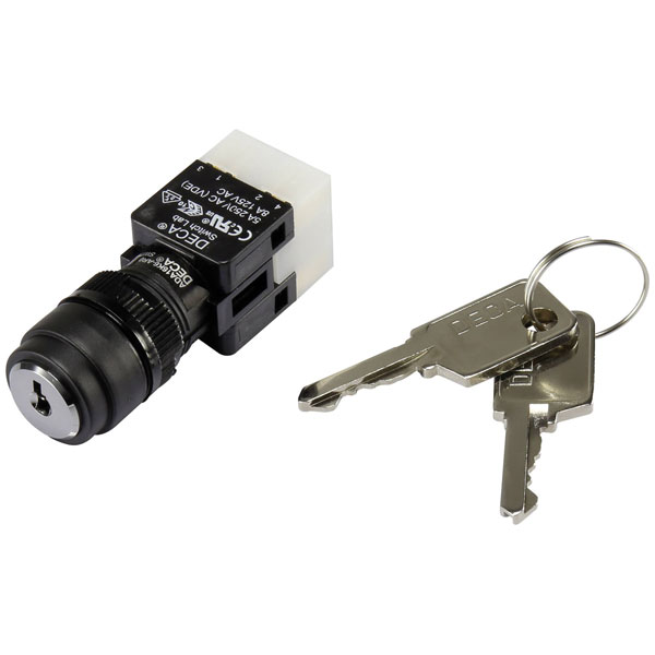 Deca 1384380 ADA16K6-AR0-CA Key Switch 250V AC 5A IP65 Off/On 90°
