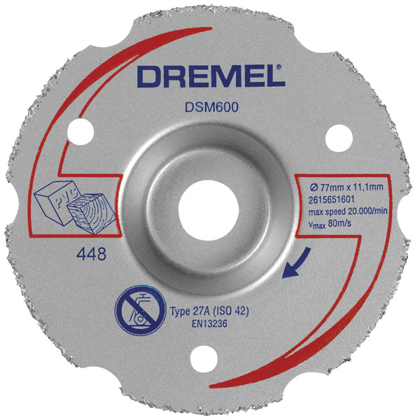 Dremel 2615S600JB DSM600 Cutting Disc, Carbide, 77mm for Flush Woo...