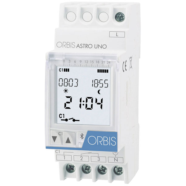 ORBIS OB270123 ALPHA QRD Timer 230V AC DIN Rail Mount Weekday Settings