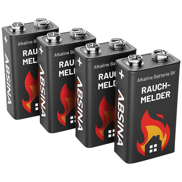 Absina 401005-4 9V Battery Pack 4pieces Durable, Temp-Resistant 9V...