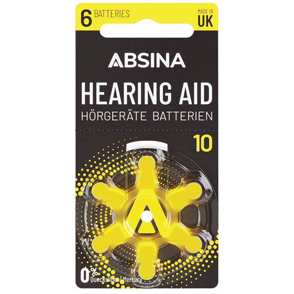 Absina 401022 Hearing Aid Battery ZA 13 1.4V 6 pieces Zinc Air PR48
