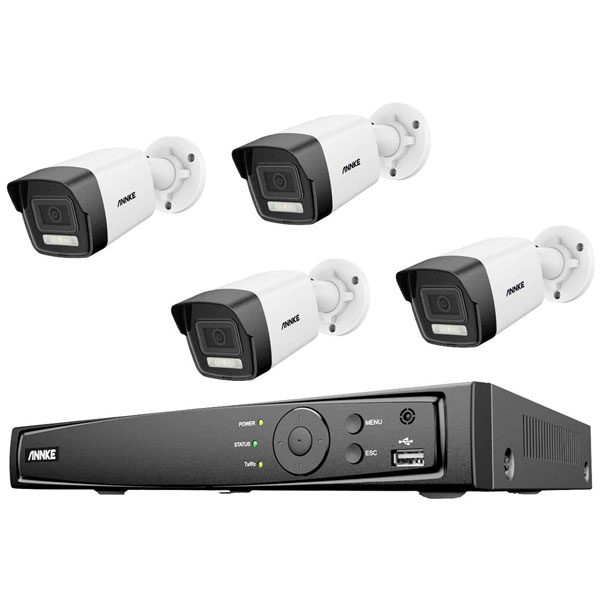 Annke N48PAW+I91DG*4+2T IP CCTV Set, 8-Channel, 4x 12MP Cameras, 2...