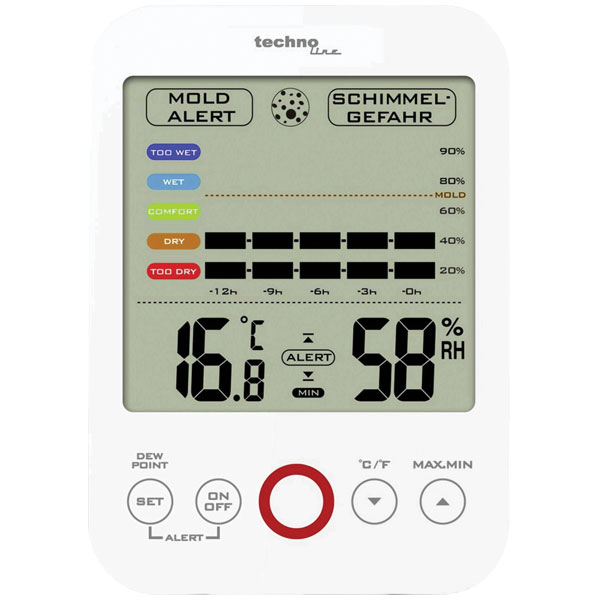 Techno Line WS 9422 Hygrometer Integrated Mould Alert Large Display