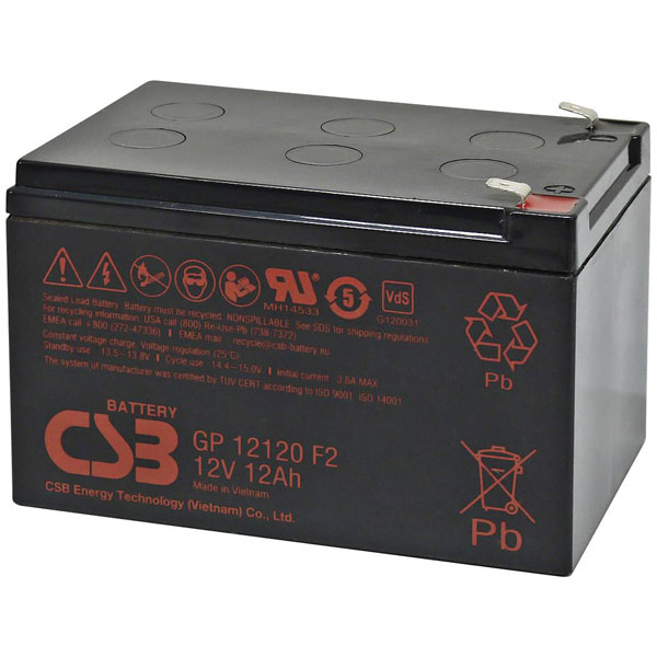 CSB GPL1272-F2FR Battery VRLA 12V 7.2Ah AGM Maint-Free Long-Life