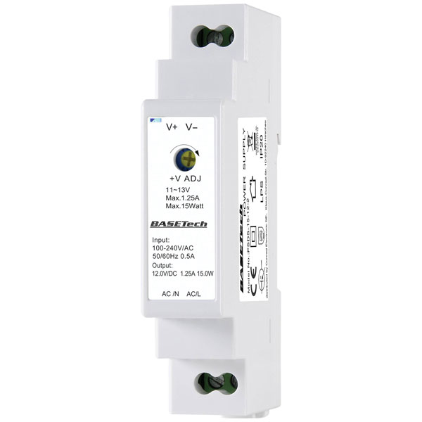 Basetech BT-2250248 PSDS-15-24-2 DIN Rail PSU 24V 0.63A 15W 1 Output