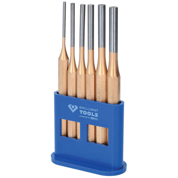Brilliant Tools BT085070 6-Piece Cotter Punch Set Durable Steel Boxed