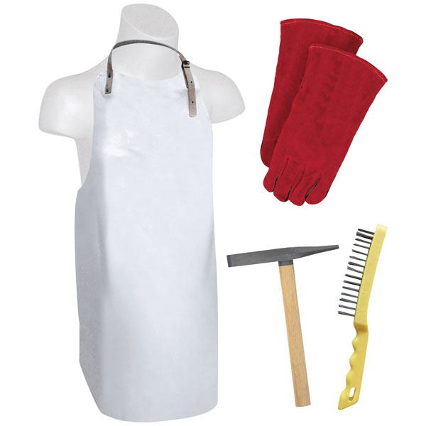 Toparc 070561 Welder Set: Apron Gloves Slag Hammer Brush