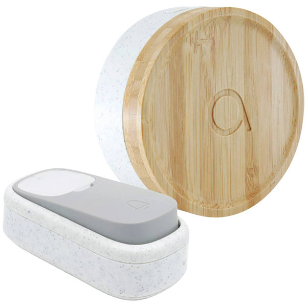 Avidsen 102498 Wireless Doorbell Bamboo Cover Battery-Free Eco-Fri...