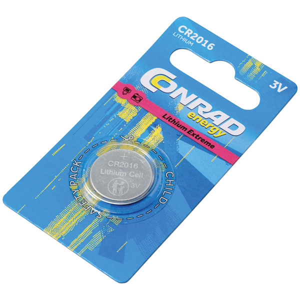 Conrad Energy CE-2445756 Button Cell 3V 80mAh Lithium CR2016 1piece