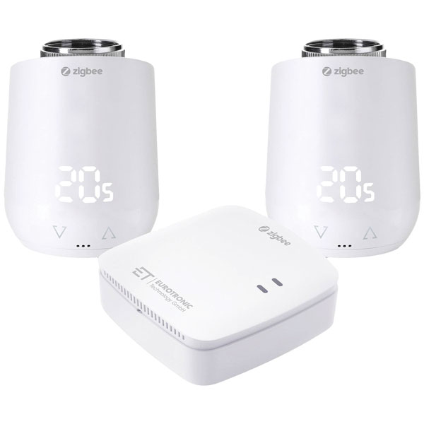 Eurotronic 700241 Comet Zigbee Smart TRV Set 2 Thermostats + Gateway