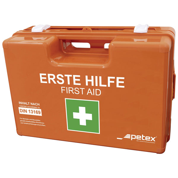 Petex 43924035 First Aid Case Orange DIN 13169 Moisture-Proof Compact