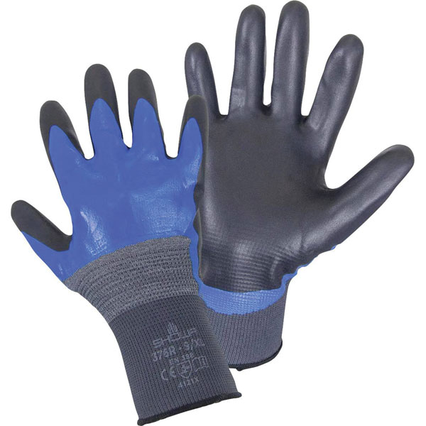 Showa 4704XL Work Gloves: Nitrile Size 9 XL Spandex EN 388 CAT II