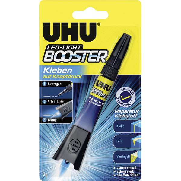 UHU 48150 BOOSTER UV Adhesive 3g: Fast Cure Strong Bond Seals All