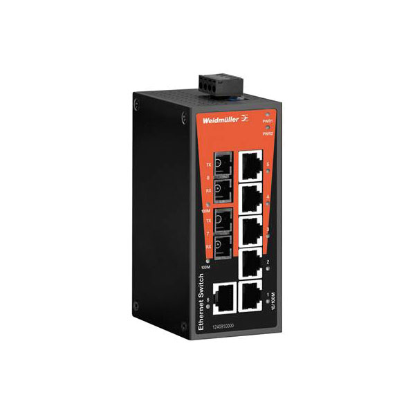Weidmuller 1240910000 IE-SW-BL08-6TX-2SC Unmanaged Ethernet Switch...