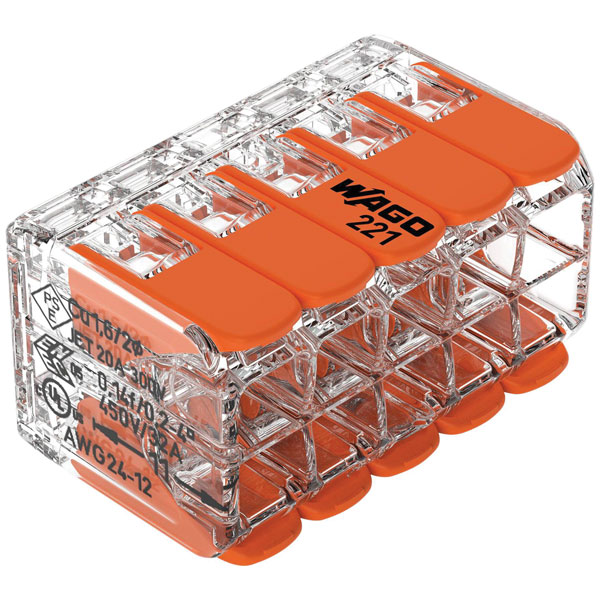 WAGO 221-420-1 221 Connector Clip 10 Pins Transparent Orange Slim ...