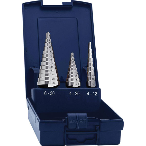 Eventus by Exact 15332 HSS Step Drill Bit Set 3-Piece, Burr-Free 4...