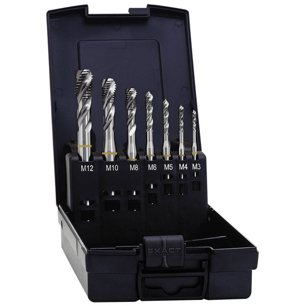 Exact 05112 CNC Tap Set 7-Pc Metric RH Cutting DIN 371 HSS Shape B