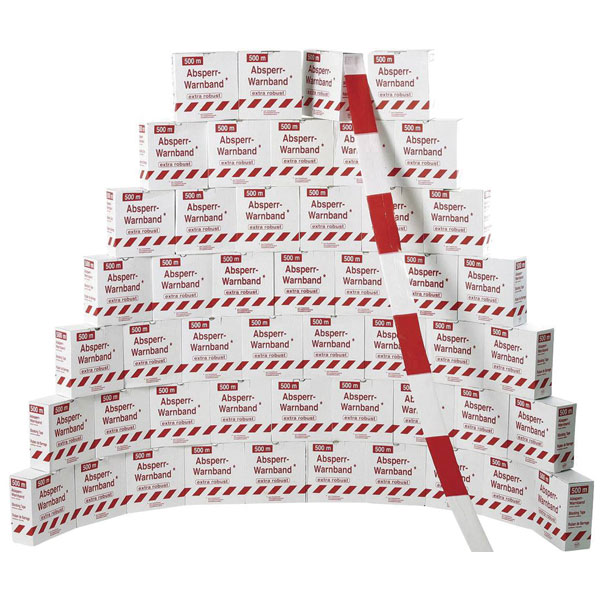 L+D 4094 Leipold Doehle Tape 500m x 80mm Red/White Warning