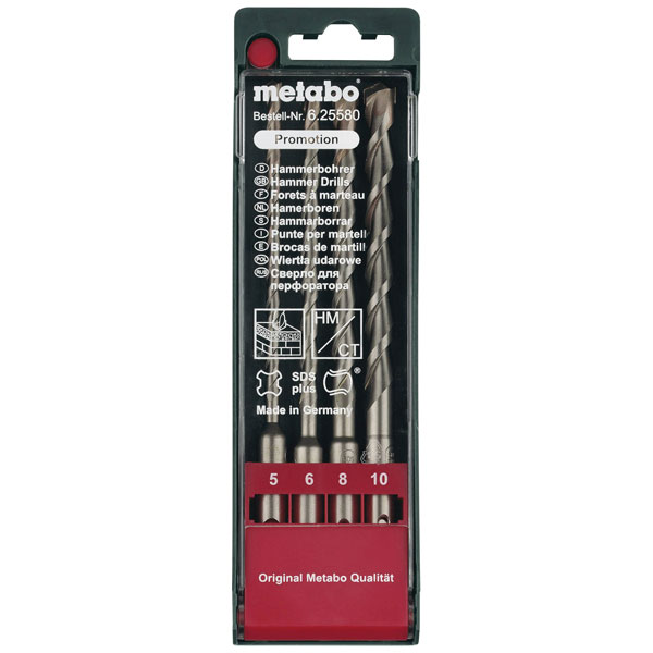 Metabo 625580000 Carbide Hammer Drill Bit Set 4-pc, 5-10mm, SDS-Plus