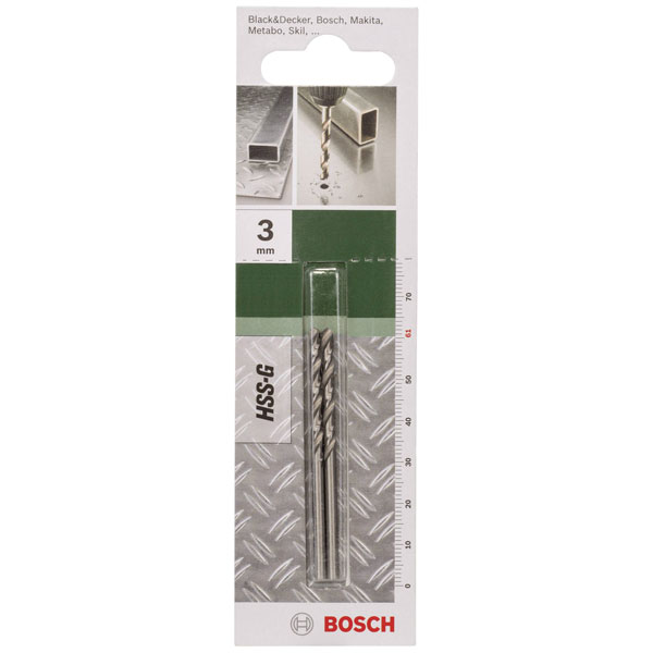 Bosch 2609255038 HSS Metal Twist Drill Bit 3mm 61mm DIN 338 2pieces