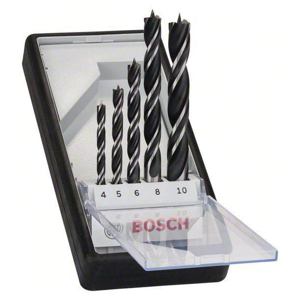 Bosch 2607010527 Robust Line Wood Drill Bit Set 5-Piece Sizes 4-10mm