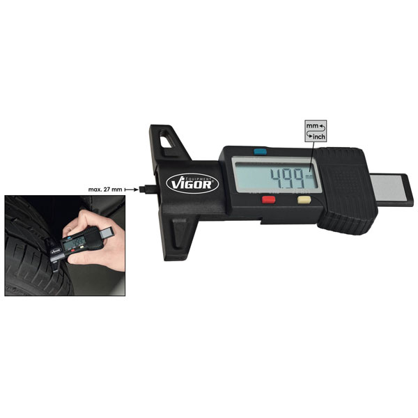 Vigor V1584 Tread Gauge Digital Measures Profile Depth & Brake Pads