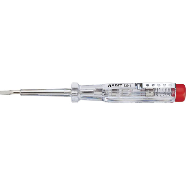 Hazet 839-1 Mains Tester 2.8mm 92mm Handle 220-250V AC With Clip