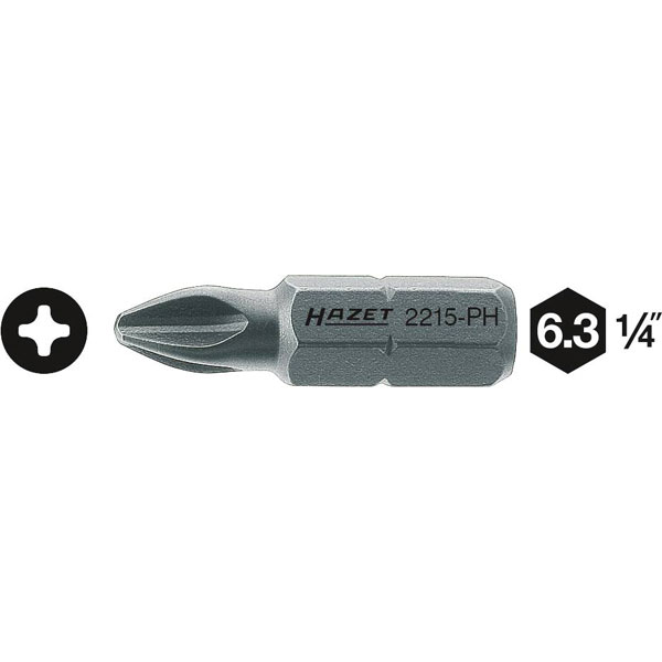 Hazet 2215-PH2 Philips Bit PH2 Special Steel Hex Drive Made in Germany
