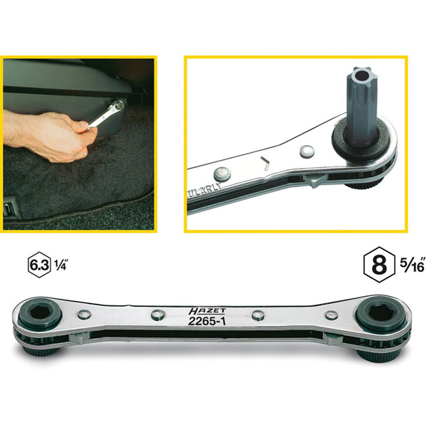 Hazet 2265-1 Ratchet 1/4" & 5/16" Magnetic Chrome Flat Reversible